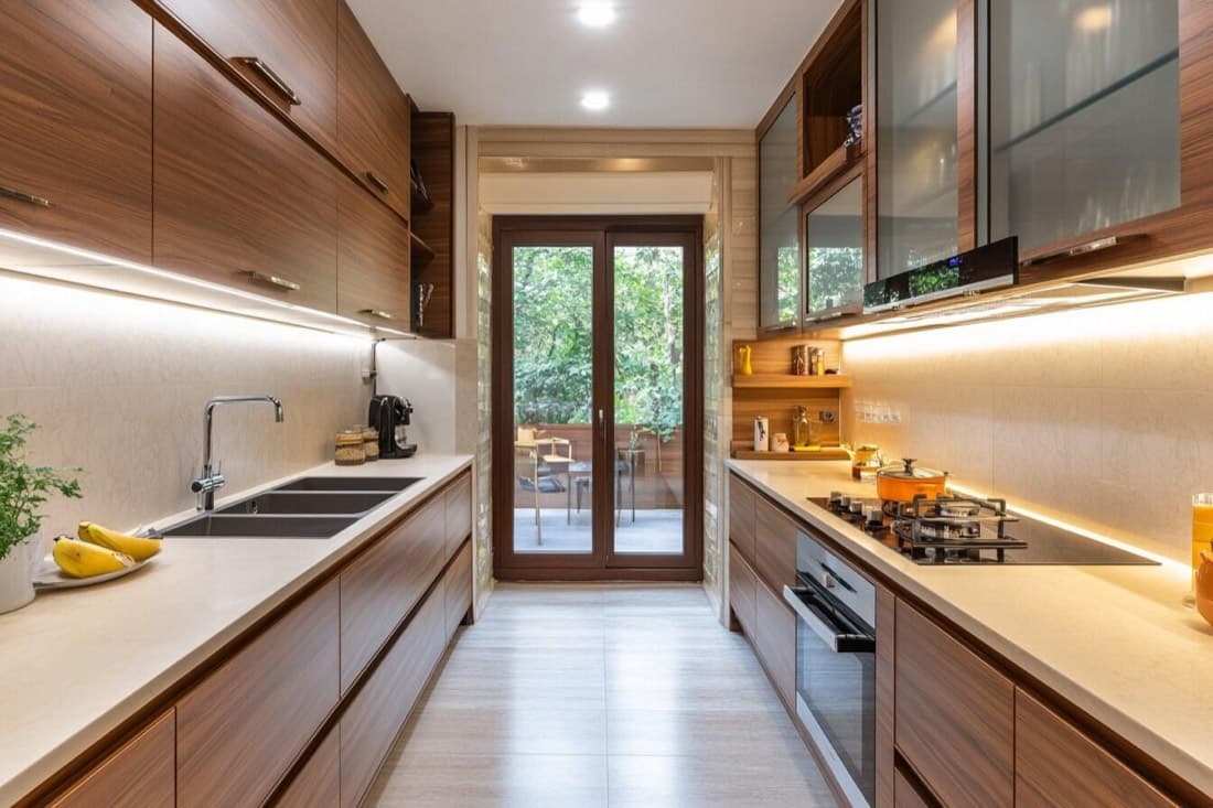 Walnut Glass Galley